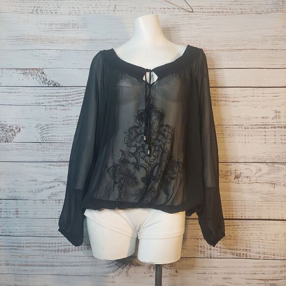 MIXAGE Blouse Lady Size L See Through Black - Picture 2 of 11